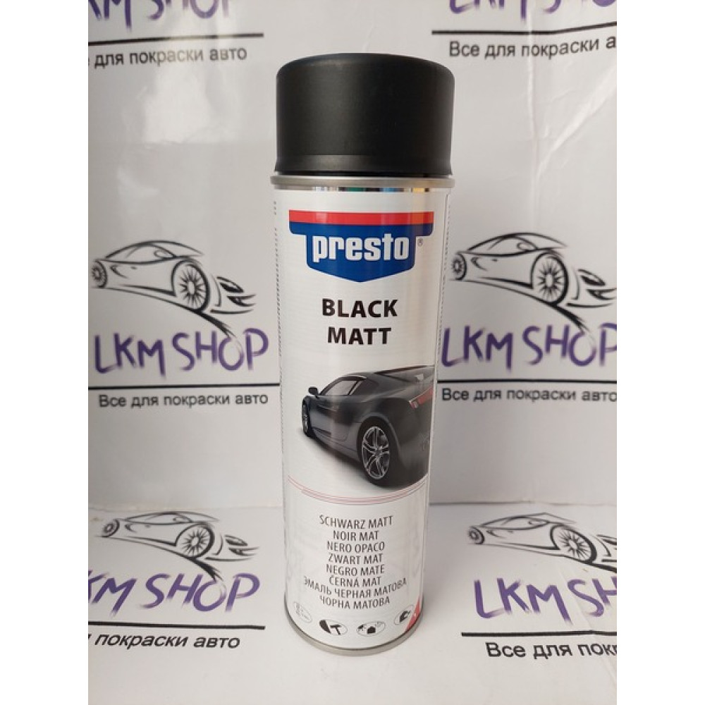 Presto краска в аэрозоле, черный мат 0,5 л