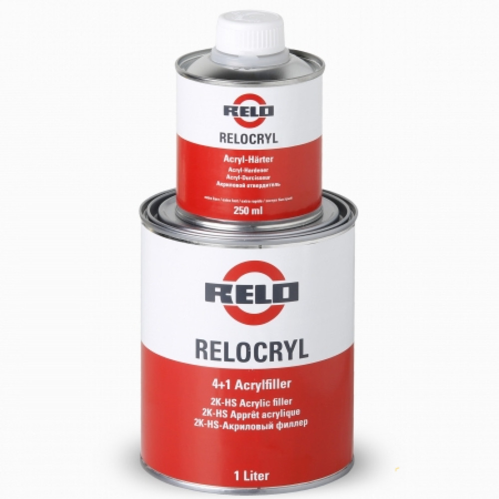 Грунт-наполнитель Relocryl 4+1 Acrylfiller, белый, 1 л + отвердитель