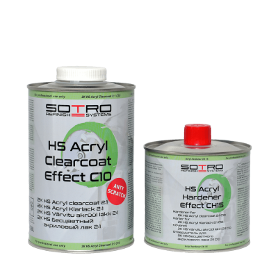 Лак безбарвний акриловий SOTRO 2K HS 2:1 Acryl Clearcoat Effect C10 0,8 л та затверджувач 0,4 л