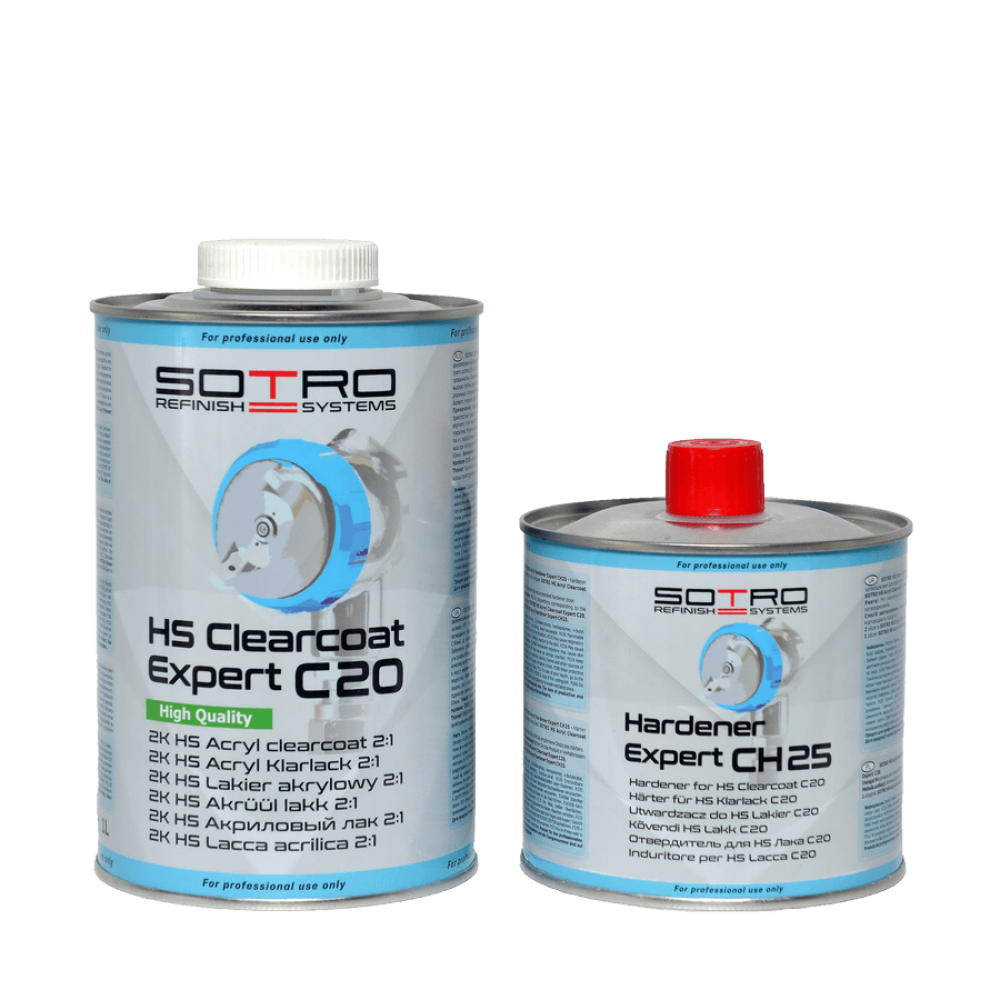 Лак безбарвний акриловий SOTRO 2K HS 2:1 Acryl Clearcoat Expert C20 1 л та затверджувач 0,5 л