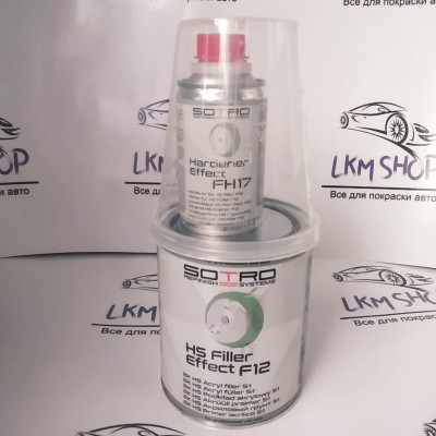 Грунт наповнювач акриловий SOTRO HS Acrylfiller 5:1 Effect F12 0,8л та затверджувач FH17 0,16л сірий 