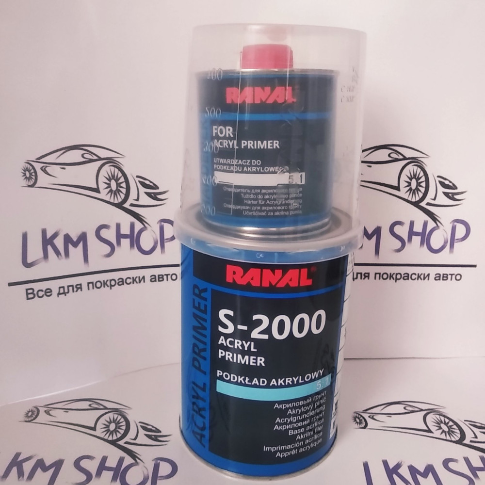 Грунт акриловий Ranal 5+1 S-2000 чорний 0,8 л та затверджувач 0,16 л