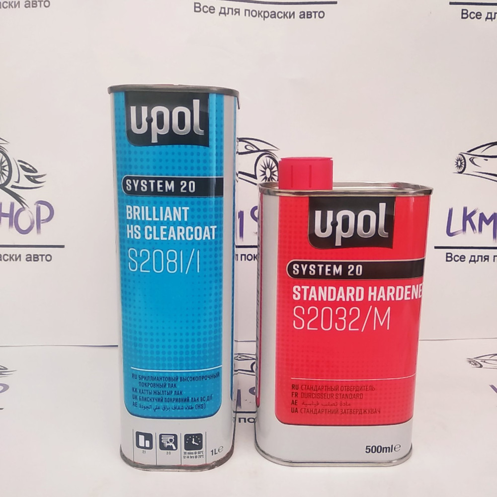 Лак акриловий HS 2:1 U-POL 1 л та 0,5 л затверджувача (S2081/1+S2032/M)